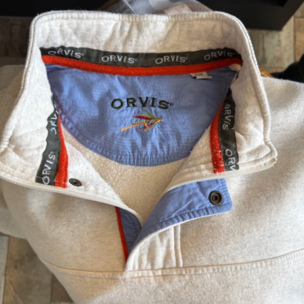 Orvis Mens Cream Color Quarter Zip Pullover EUC XL - Picture 2 of 8
